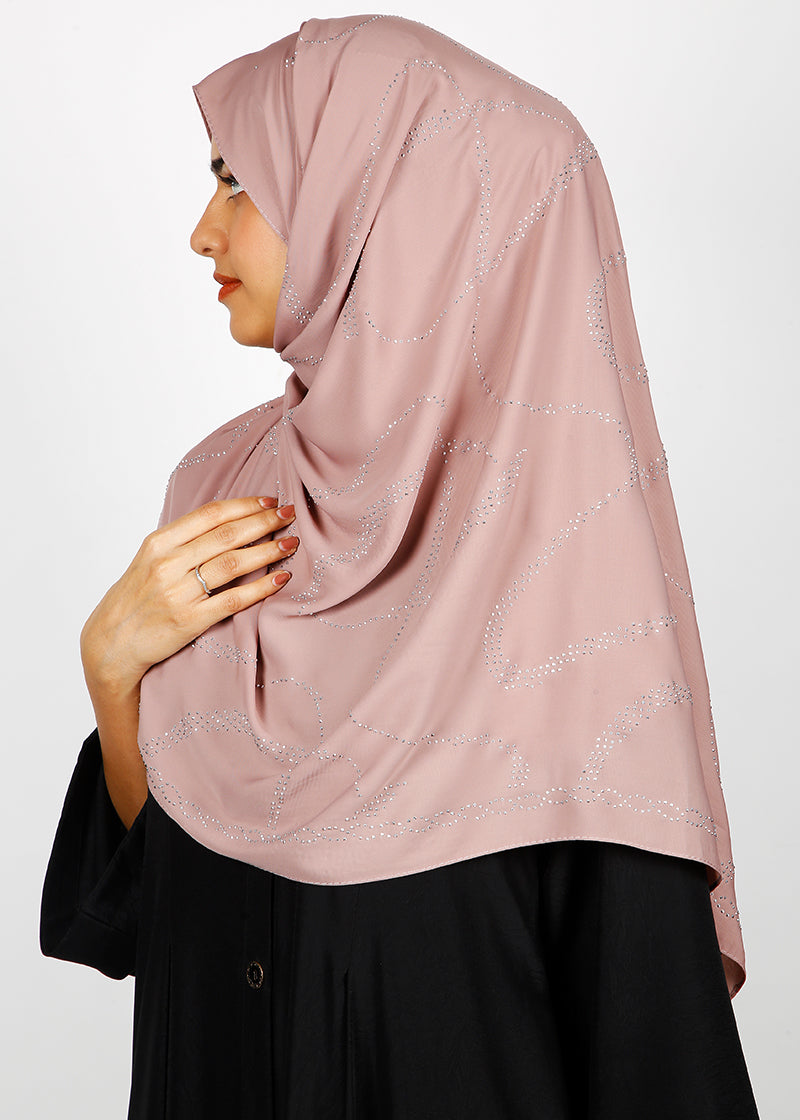 BeingMuslims Chic Diamond Work Chiffon Hijab Mauve Pack of 10