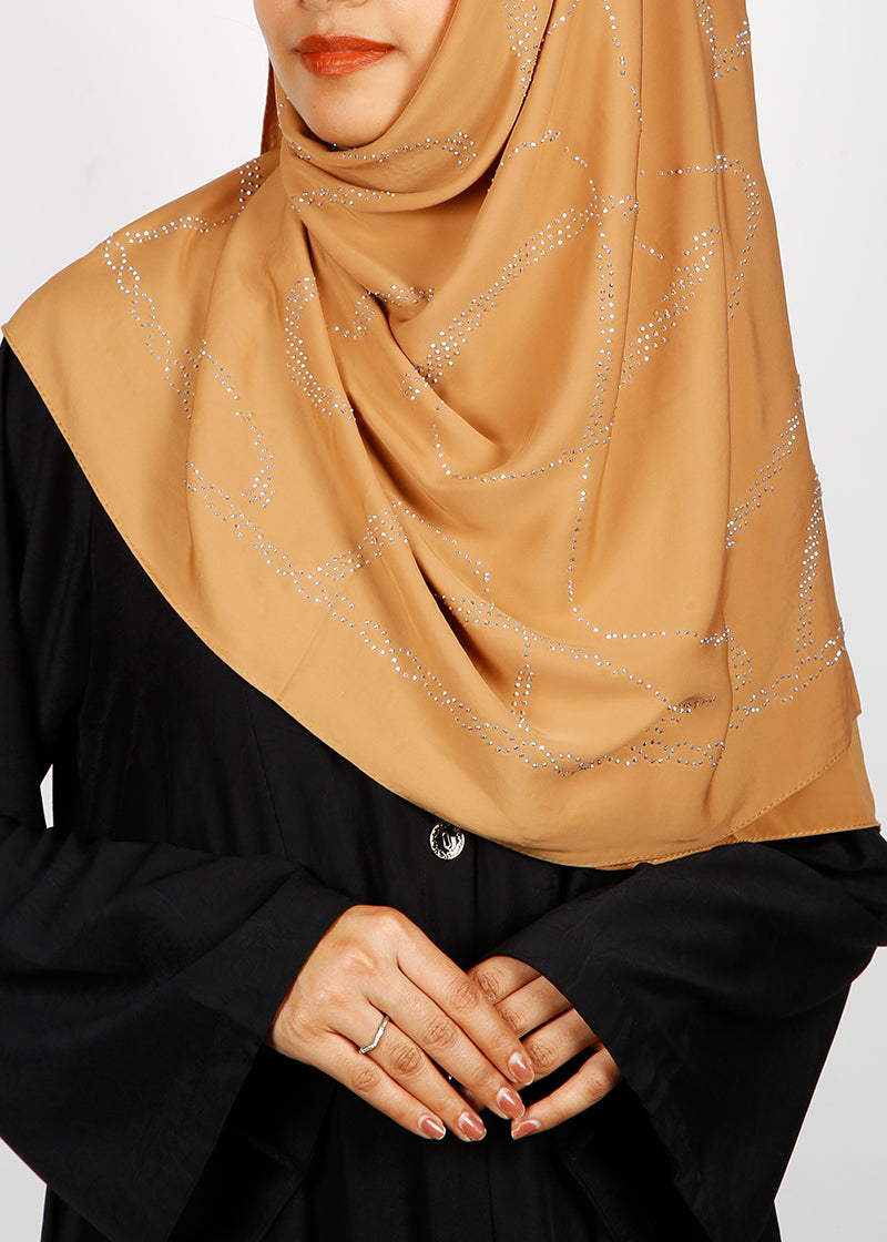 BeingMuslims Chic Diamond Work Chiffon Hijab Mustard Pack of 10