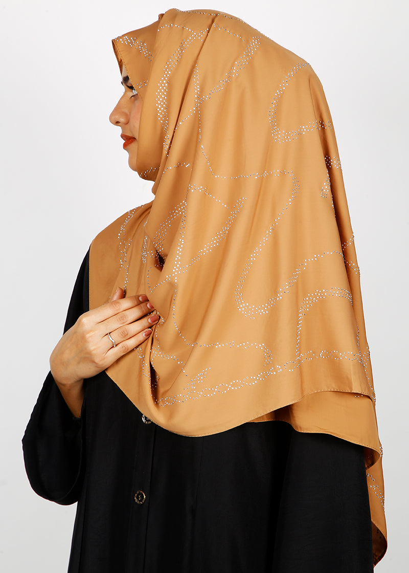 BeingMuslims Chic Diamond Work Chiffon Hijab Mustard Pack of 10