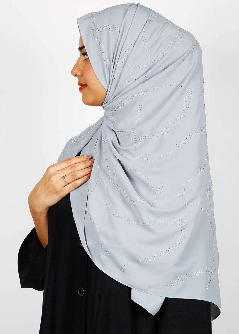 BeingMuslims Chic Diamond Work Chiffon Hijab Pale Blue Pack of 10