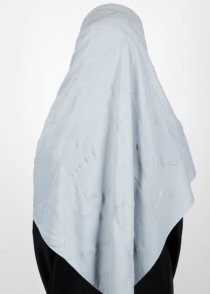 BeingMuslims Chic Diamond Work Chiffon Hijab Pale Blue Pack of 10