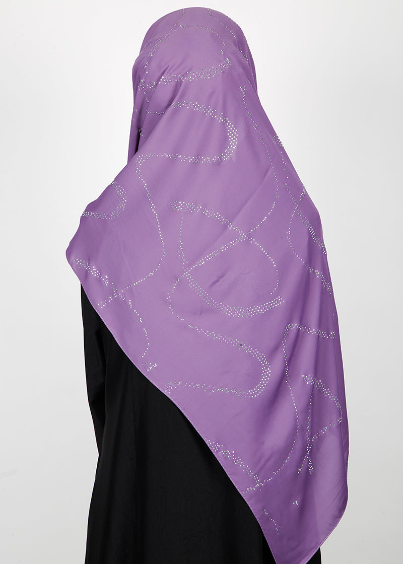 BeingMuslims Chic Diamond Work Chiffon Hijab Purple Pack of 10