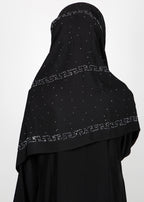 BeingMuslims Trendy Diamond Work Chiffon Hijab Black Pack of 10