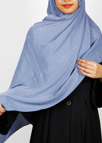 BeingMuslims Trendy Diamond Work Chiffon Hijab Blue Pack of 10