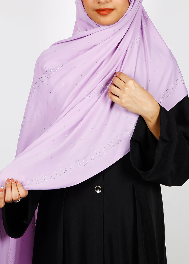 BeingMuslims Trendy Diamond Work Chiffon Hijab Lilac Pack of 10