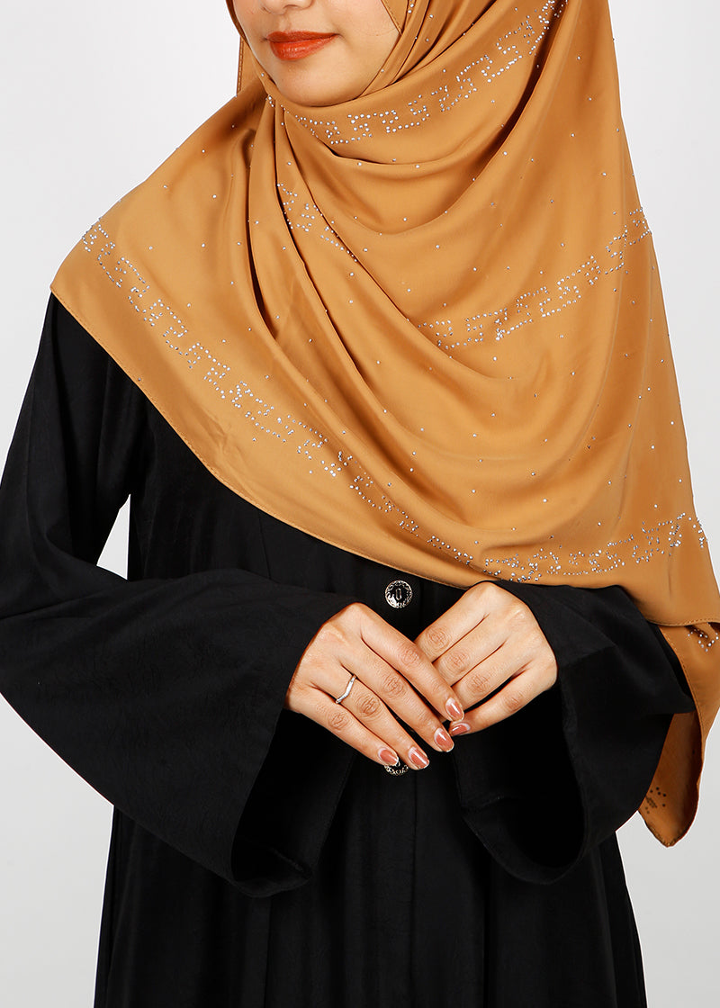 BeingMuslims Trendy Diamond Work Chiffon Hijab Mustard Pack of 10