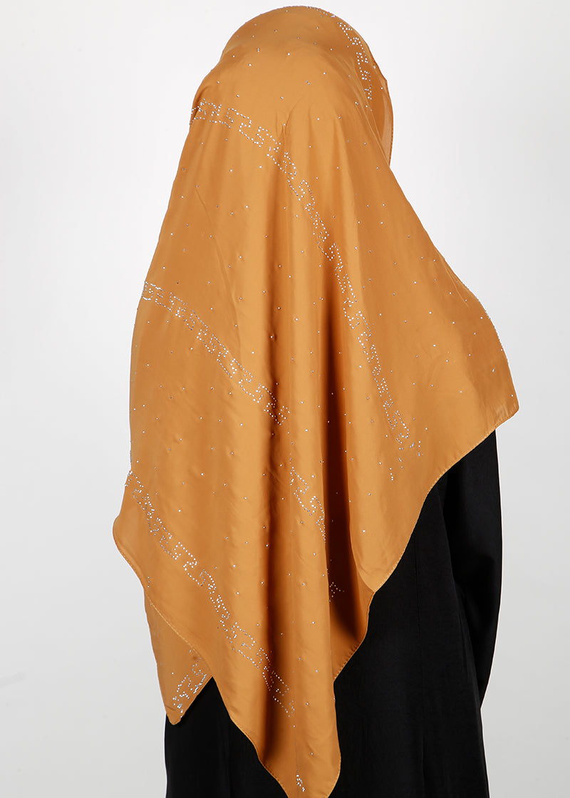 BeingMuslims Trendy Diamond Work Chiffon Hijab Mustard Pack of 10