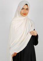BeingMuslims Trendy Diamond Work Chiffon Hijab Off White Pack of 10