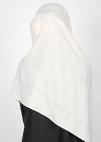 BeingMuslims Trendy Diamond Work Chiffon Hijab Off White Pack of 10