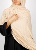 BeingMuslims Elegant Diamond Work Jersey Hijab Almond Pack of 10