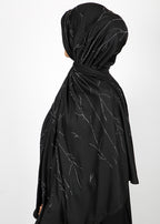 BeingMuslims Elegant Diamond Work Jersey Hijab Black Pack of 10