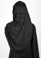 BeingMuslims Elegant Diamond Work Jersey Hijab Black Pack of 10