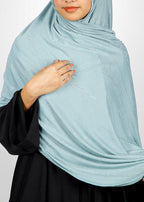 BeingMuslims Elegant Diamond Work Jersey Hijab Ice Blue Pack of 10