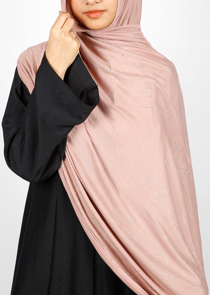 BeingMuslims Elegant Diamond Work Jersey Hijab Salmon Pack of 10