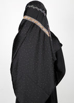 BeingMuslims Cutdana Work Bubble Satin Hijab Black Pack of 10