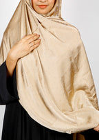 BeingMuslims Cutdana Work Bubble Satin Hijab Golden Pack of 10