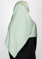 BeingMuslims Cutdana Work Bubble Satin Hijab Light Green Pack of 10