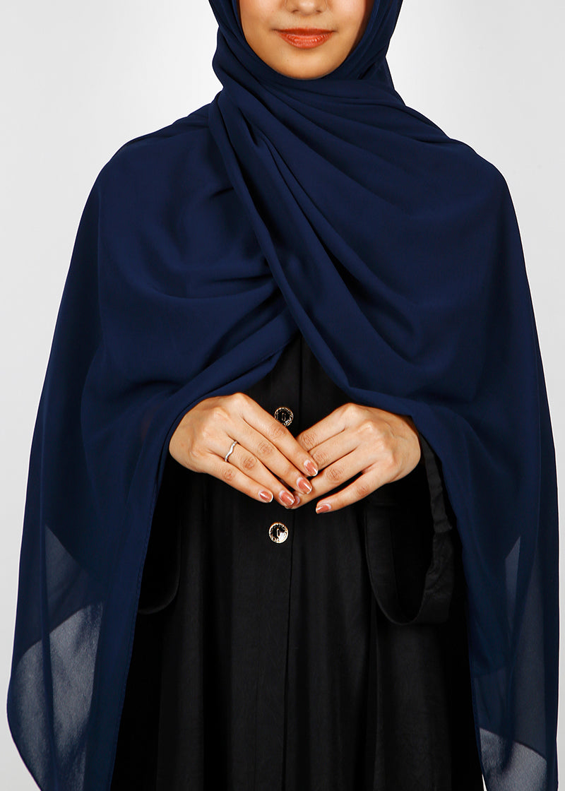 BeingMuslims Classic Luxe Georgette Hijab Navy Blue Pack of 10