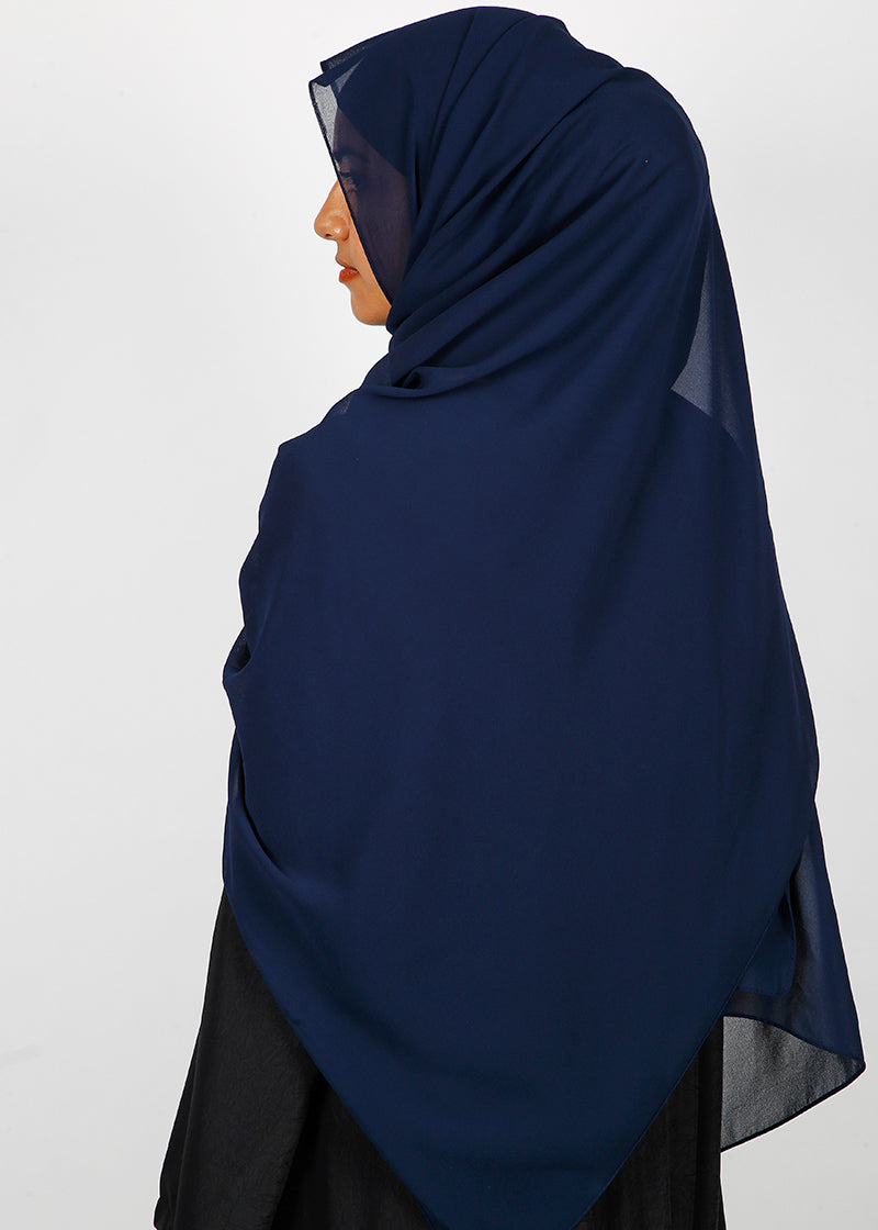 BeingMuslims Classic Luxe Georgette Hijab Navy Blue Pack of 10