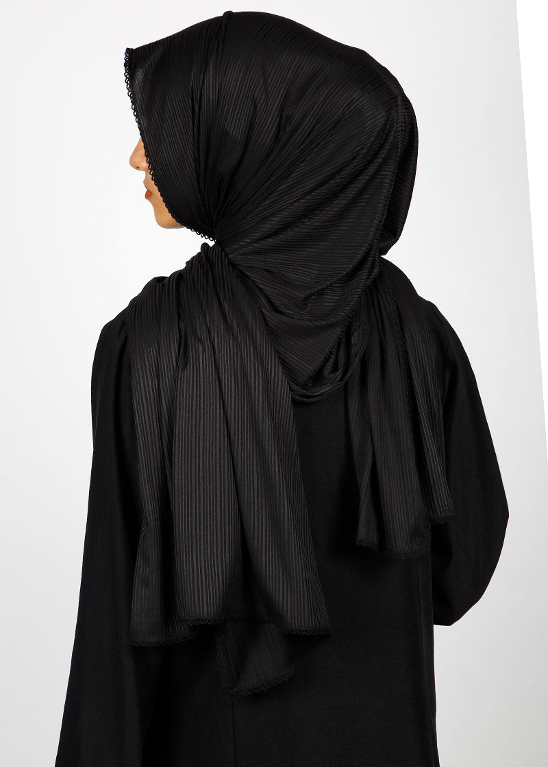 BeingMuslims Textured Gleaming Hijab Black Pack of 10