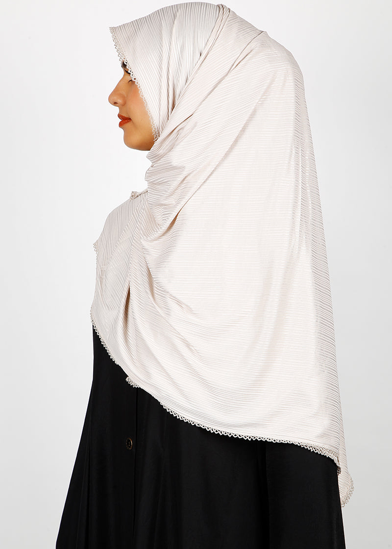 BeingMuslims Textured Gleaming Hijab Cream Pack of 10