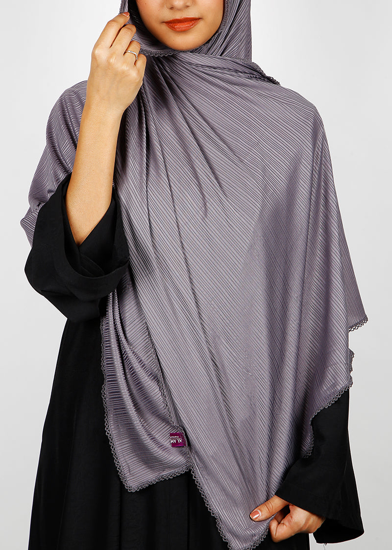 BeingMuslims Textured Gleaming Hijab Grey Pack of 10