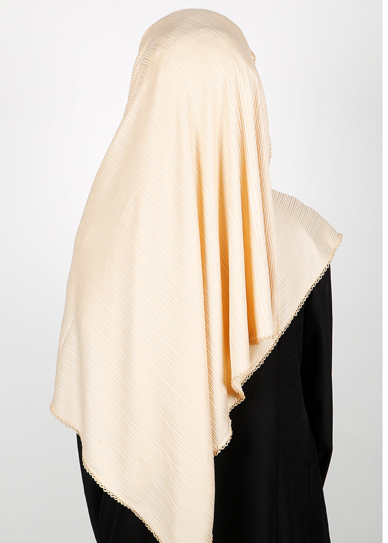 BeingMuslims Textured Gleaming Hijab Ivory Pack of 10