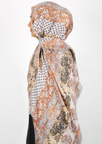 BeingMuslims Paisley Design Printed Soft Viscose Hijab Burnt Orange Pack of 10