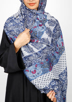 BeingMuslims Paisley Design Printed Soft Viscose Hijab Blue Pack of 10