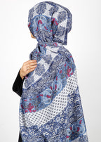 BeingMuslims Paisley Design Printed Soft Viscose Hijab Blue Pack of 10