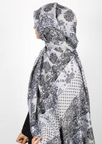 BeingMuslims Paisley Design Printed Soft Viscose Hijab Grey Pack of 10