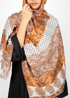 BeingMuslims Paisley Design Printed Soft Viscose Hijab Orange Pack of 10