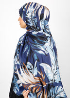 BeingMuslims Flowery Design Printed Viscose Hijab Blue Pack of 10
