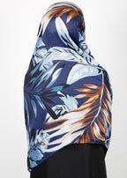 BeingMuslims Flowery Design Printed Viscose Hijab Blue Pack of 10