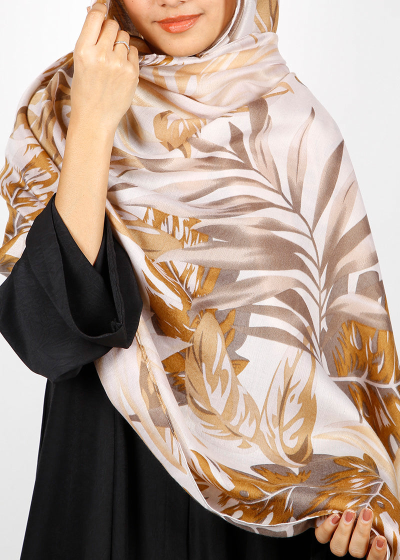 BeingMuslims Flowery Design Printed Viscose Hijab Brown Pack of 10