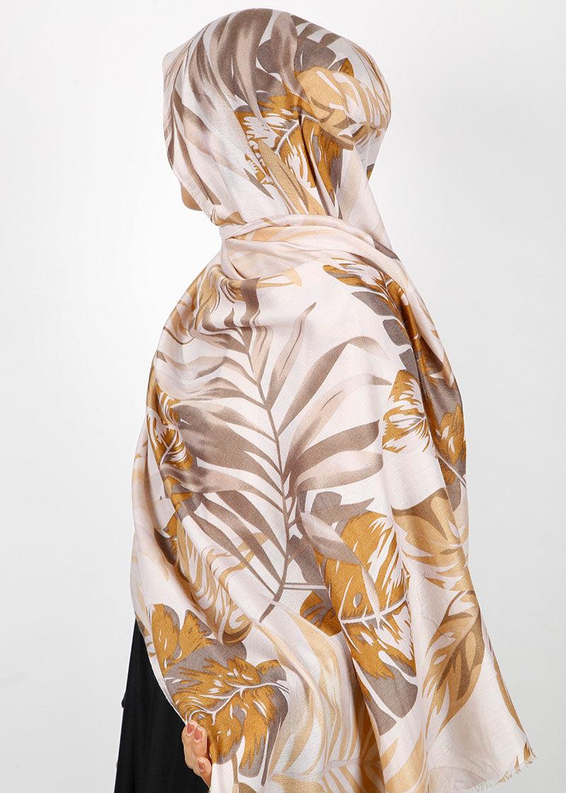 BeingMuslims Flowery Design Printed Viscose Hijab Brown Pack of 10