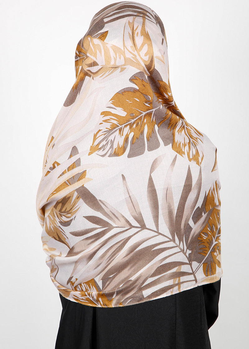 BeingMuslims Flowery Design Printed Viscose Hijab Brown Pack of 10