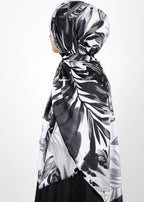 BeingMuslims Flowery Design Printed Viscose Hijab Black & White Pack of 10