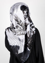BeingMuslims Flowery Design Printed Viscose Hijab Black & White Pack of 10