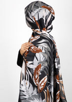 BeingMuslims Flowery Design Printed Viscose Hijab White & Brown Pack of 10