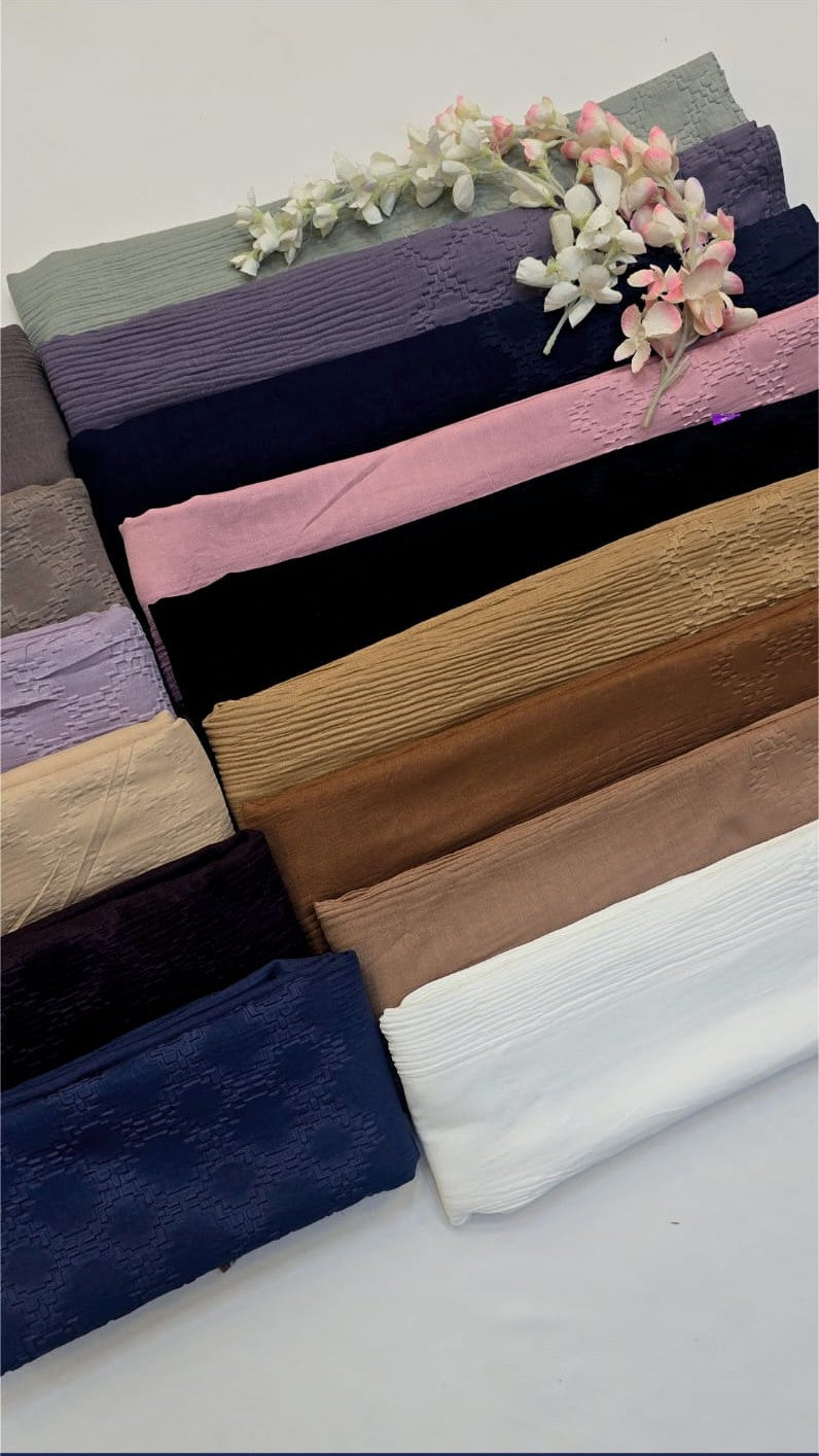 BeingMuslims Textured Cotton Crush Designer Hijab Pack of 15