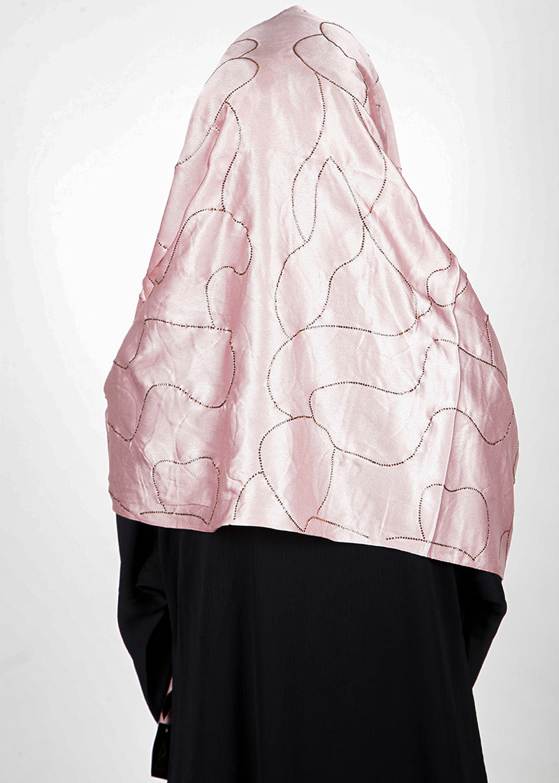 BeingMuslims Swarovski Work Satin Hijab Blush pink Pack of 10