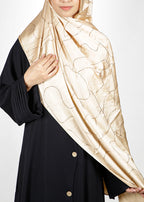 BeingMuslims Swarovski Work Satin Hijab Golden Pack of 10