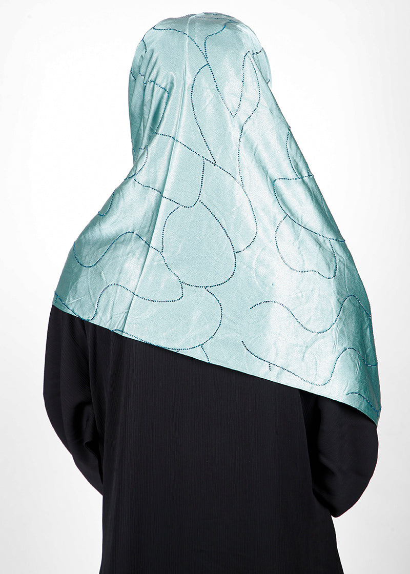 BeingMuslims Swarovski Work Satin Hijab Light Blue Pack of 10
