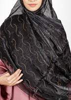 BeingMuslims Swarovski Work Organza Luxury Hijab Black Pack of 10