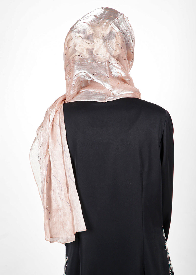 BeingMuslims Swarovski Work Organza Luxury Hijab Champaigne Pack of 10