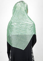 BeingMuslims Swarovski Work Organza Luxury Hijab Mint Green Pack of 10