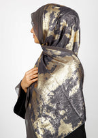 BeingMuslims Metallic Velvet Satin Luxury Hijab Black & Gold Pack of 10