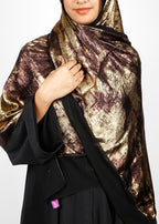 BeingMuslims Metallic Velvet Satin Luxury Hijab Brown & Gold Pack of 10