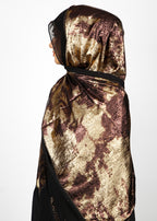 BeingMuslims Metallic Velvet Satin Luxury Hijab Brown & Gold Pack of 10